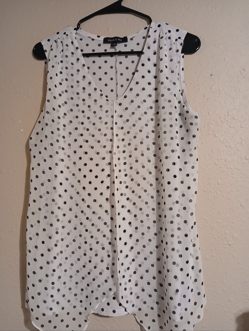 Adele & May Polka Dot Sleeveless Top - White with Black Dots